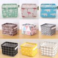 thumbnail image 3 of Caja de almacenamiento plegable para dormitorio, cesta organizadora de cosméticos de tela de lino y algodón para el hogar, 3 of 4
