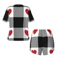 thumbnail image 6 of Wukai Heart Black Buffalo Plaid Gingham Women's Pajama Set,Short-Sleeve Top and Shorts with Elastic Waistband and Pockets for Loungewear, Yoga, and Casual Wear-4X-Large, 6 of 8