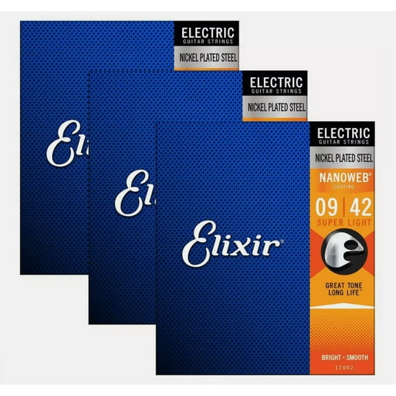 Elixir 12002 80/20 Bronze Acoustic Guitar Strings with NANOWEB. Light 12-53 3 SETS
