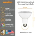 thumbnail image 5 of Sunlite LED PAR30 Long Neck Recessed Light Bulb, 10 Watts, (75W Equivalent), Medium E26 Base, Dimmable,UL Listed, 5000K Daylight, 6-Pack, 5 of 7