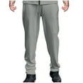 thumbnail image 2 of Handshe Men's Casual Straight-Leg Workout Pants with Elastic Waist and Drawstring Pockets Fleece-Lined Fitness Activewear,Plus Size, 2 of 4