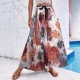 thumbnail image 2 of Women's Boho Skirt Waisted Drawstring Pleated A Line Skirts Flowy Vacation Beach Long Skirts, 2 of 5