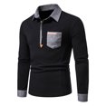 thumbnail image 1 of Blusa informal de manga larga con bolsillos y botones para hombre Pompotops oipoqjl49945, 1 of 7