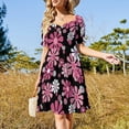 thumbnail image 3 of 1960's Retro Flowers in Pink and White - Mod Abstract Sleeveless Dress beach dress long dress wom summer, 3 of 6
