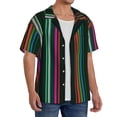 thumbnail image 2 of Honeii Colorful Stripes for Men's Short-Sleeved Button-Up Collared Shirt Featuring A Pocket, Perfect for Beach Vacations, And Travel Adventures.-Small, 2 of 5