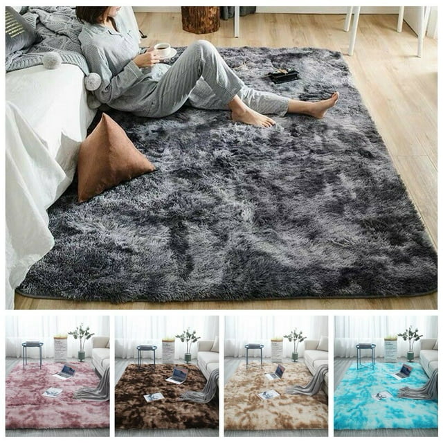 POINTERTECK Plush Area Rug 15.7inx23.6in Non-Slip Soft Rectangle Fluffy Carpets for Living Room Bedroom Playing Room Dark Gray
