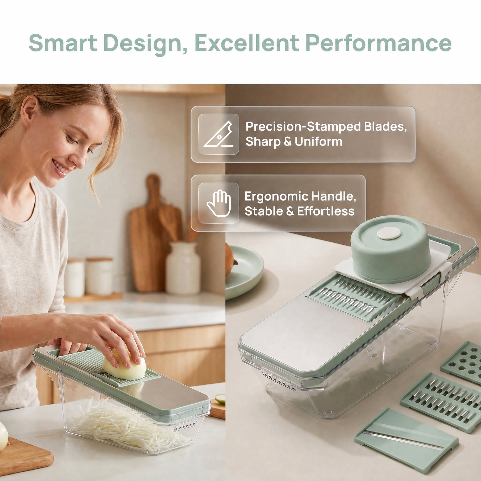 Unique Bargains Kitchen Slicer and Vegetable Chopper for Cooking 3 in 1(D) 10.8"x3.7"