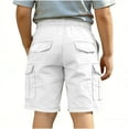 thumbnail image 3 of Fesfesfes Boys Girls Elastic Waist Casual Cargo Shorts for Kids 5-15 Years Comfortable Breathable Playground School Uniform Pants with Pockets(White,12-13 Years), 3 of 6