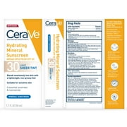 CeraVe Tinted Hydrating Mineral Sunscreen Lotion SPF 30 for Face with Sheer Tint