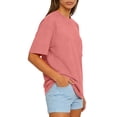 thumbnail image 3 of WULMLEO Womens Tops Basic Summer Crewneck T Shirts Short Sleeve Casual Loose Fit Cute Oversized Tee Trendy Fashion Outfits Watermelon Red M, 3 of 4