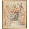 thumbnail image 2 of Giuseppe Cesari 20x22 Black Ornate Framed Double Matted Museum Art Print Titled: Madonna and Child with St. John the Baptist and St.&nbsp;Augustine, 2 of 5