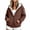 A Brown, variant on Collared Jacket Golf Windproof Coat Women Solid Color Oversized Casual Style With Lining Winter Fashionable Zipper Style Hooded Long Sleeved Sweatshirt Brown L