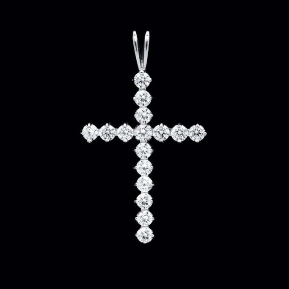 1.00 Ct Round Cut Simulated Diamond Cross Pendant For Gift 925 Sterling Silver
