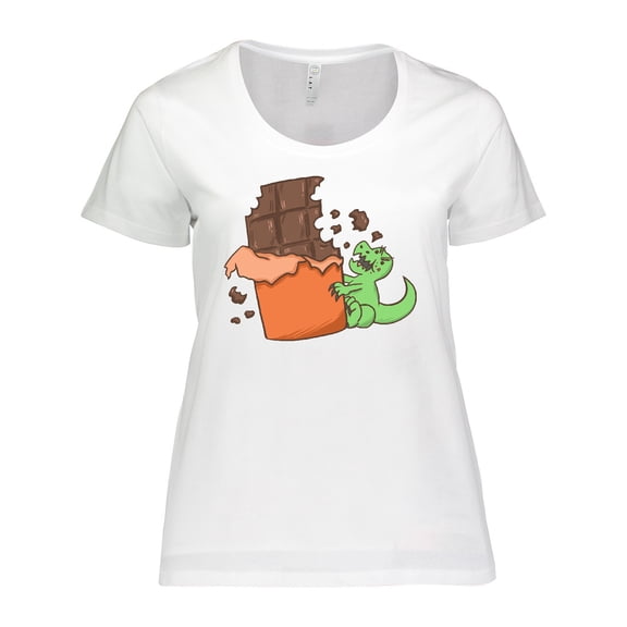Inktastic Dino With Chocolate Bar Women's Plus Size T-Shirt