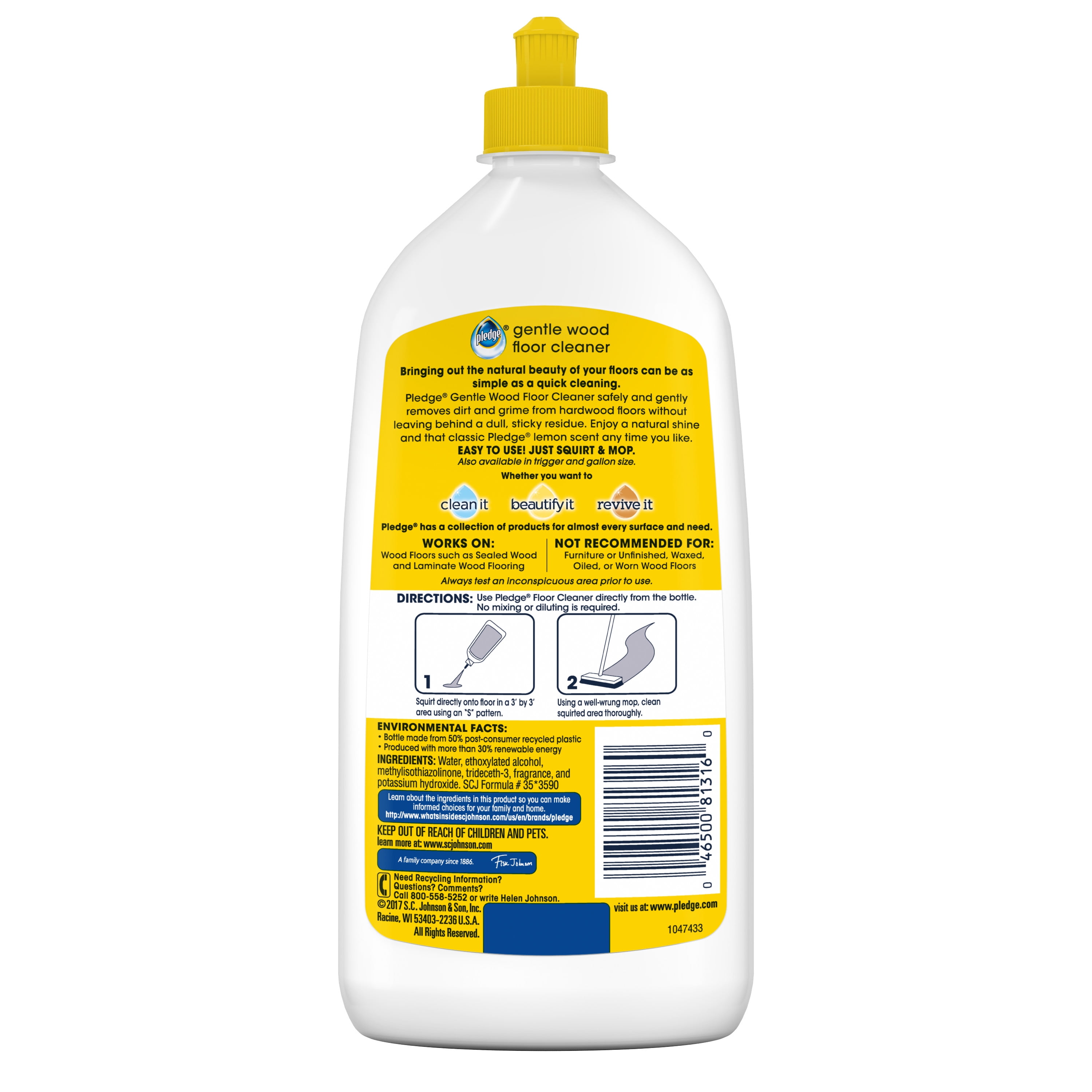 Pledge Gentle Wood Floor Cleaner Lemon 27 Fluid Ounces