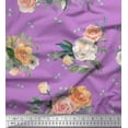 thumbnail image 1 of Soimoi Purple polyester Crepe Fabric Leaves & Begonia Floral Decor Fabric Printed Yard 42 Inch Wide, 1 of 3