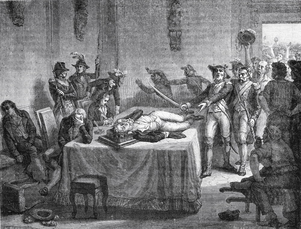 Robespierre Wounded27 July 1794 Maximilien Robespierre1758-1794 Jacobin Leader During French Revolution Engraved By Blanpain After H Renaud From Histoire De La Revolution Francaise By Louis Blanc Canv