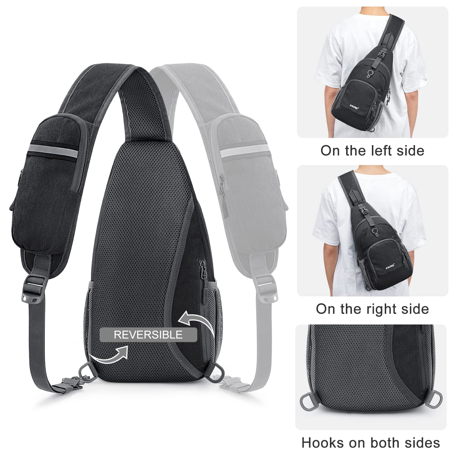 G4Free RFID Sling Bag for Adults, Small Crossbody Chest Shoulder Backpack for Men and Women, Hiking Daypack