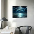 thumbnail image 3 of Nawypu Wall Art Moon Sea Ocean Landscape Picture Canvas Wall Art Print Paintings Modern Artwork for Living Room Wall Decor and Home Décor Framed Ready to Hang,30x60inches,1inch Thick Frame, 3 of 4