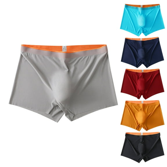 KIHOUT Men's Boxer Brief, Waistband Soft Breathable Stretch Ice Silk Underwear, Assorted Multi Color