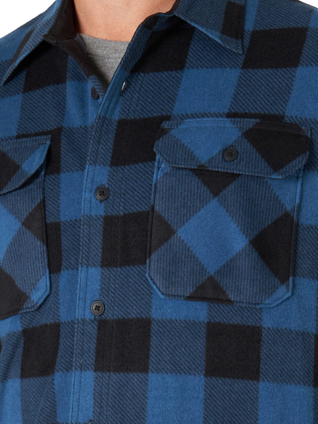 Wrangler Men's Fleece Buffalo Plaid Relaxed Fit Long Sleeve Shirt, S-3XL