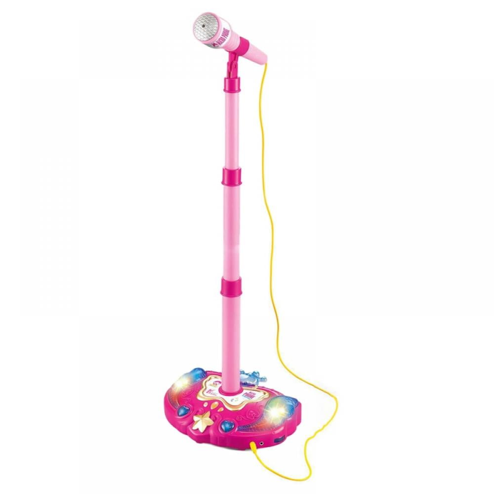 Pink Party Star Light Up Musical Microphone & Stand Sing Along Karaoke 