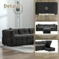 thumbnail image 4 of Miekor Furniture 87.7" Sectional Sofa Cozy Teddy Fleece Fabric Sectional Sofa Couch with Two USB Ports a Movable Storage Ottoman and Two Lumbar Pillows for Living Room, Gray W5UAAE, 4 of 9
