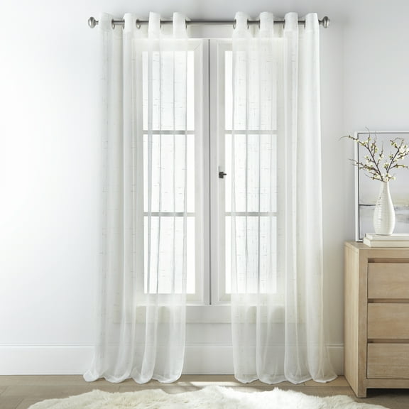 Nanshing Sonny Set of 2 Grommet Sheer Curtain Panels, White Silver, 52" x 84"
