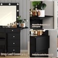 thumbnail image 5 of Makeup Vanity with Power Outlet, 9 Drawers Vanity Desk with Mirror and 12 LED Lights, 3 Lighting Modes, Glass Top Vanity Set,Dressing Table with Fold-Up Pane, 5 of 9