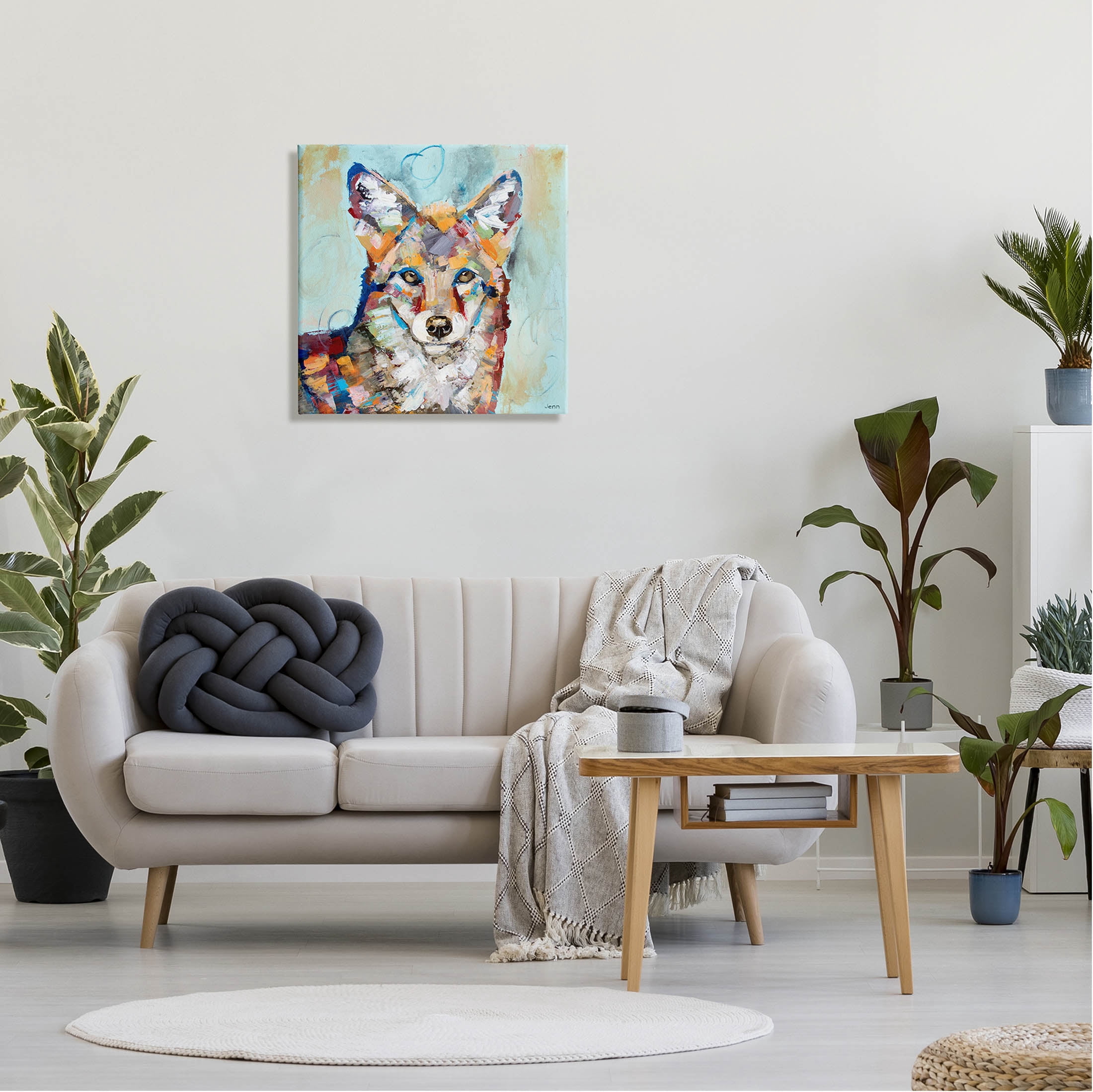 Abstract Fox Painting Modern Strokes Animals & Insects Painting Gallery Wrapped Canvas Print Wall Art