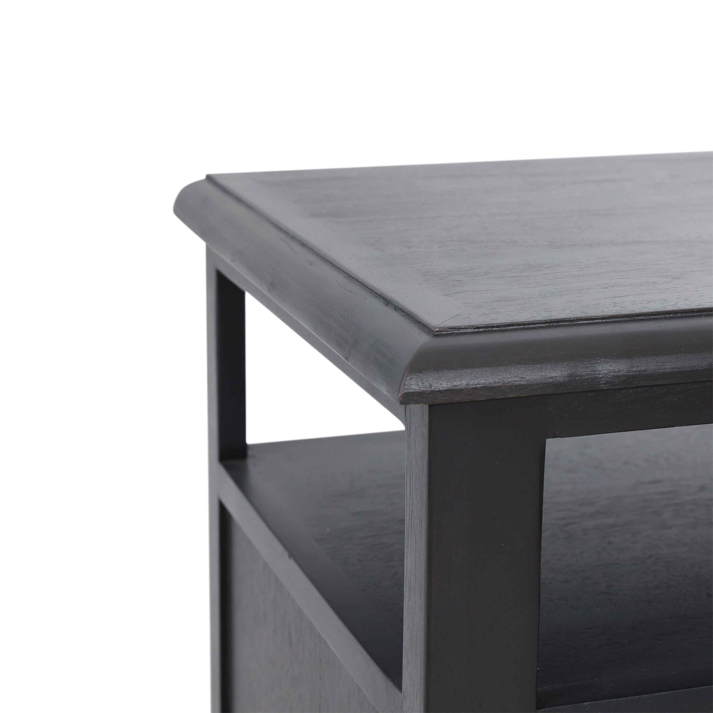 Noble House Trillium Acacia Wood and Cane Nightstand, Dark Gray