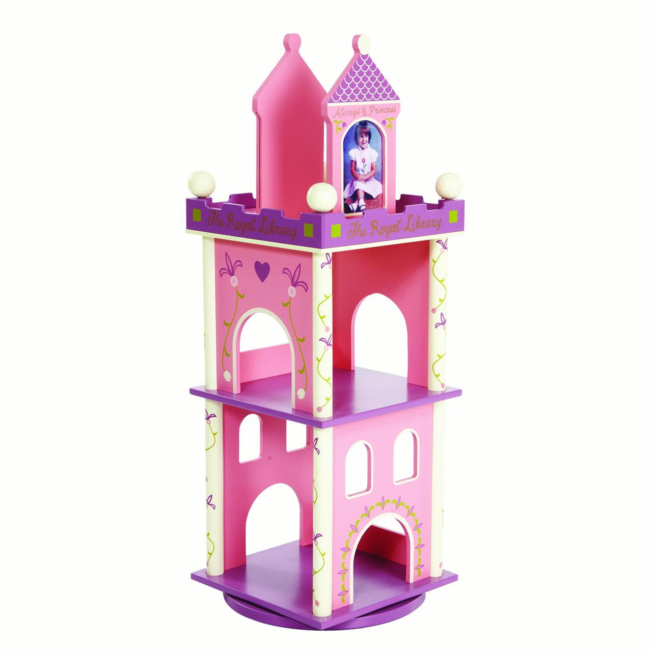 Wildkin Princess Kids Bookshelf Revolving Pink And Purple Castle