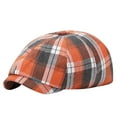thumbnail image 2 of Sinpiling Mens Newsboy Cap Cotton-Lined Flat Beret Hats Boys Adjustable Herringbone Vintage Plaid Printed Outdoor Sun Hat, 2 of 3