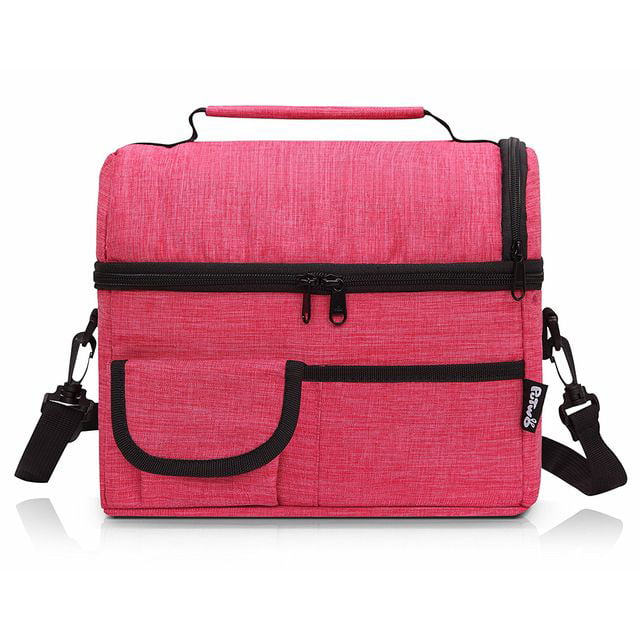 Tote Champion Insulated Lunch Bag Pink and Gray Lunch Box