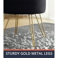 thumbnail image 5 of Ornavo Home Modern Round Velvet Storage Ottoman Foot Rest Stool/Seat with Gold Metal Legs & Tray Top Coffee Table - Black, 5 of 5