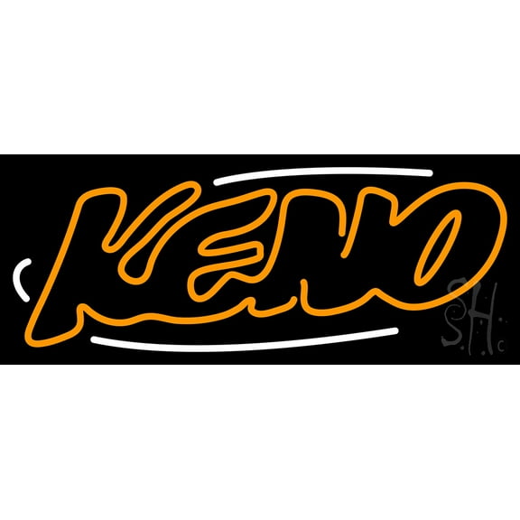 Keno 1 LED Neon Sign 13 x 32 - inches, Black Square Cut Acrylic Backing, with Dimmer - Bright and Premium built indoor LED Neon Sign for wall décor, arcarde, and storefront.