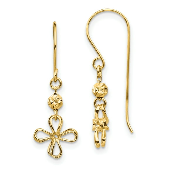 Primal Gold 14 Karat Yellow Gold Open Clover Dangle Earrings