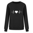 thumbnail image 3 of Aboser Valentines Day Shirts Women Fitted Long Sleeve Tshirt Trendy Heartbeat Prints Tops Comfy Crew Neck T-Shirt Loose Fit Tunic Tops, 3 of 3