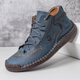 thumbnail image 2 of Zapatos informales de cuero para hombre, Zapatos cómodos de estilo británico a la moda para caminar, calzado plano suave marrón y negro de talla grande para hombre, 2 of 5