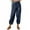 Navy, variant on Women Capri Pants Drawstring High Waist Trousers Wide Leg Cropped with Pockets