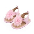 thumbnail image 1 of Seyurigaoka Baby Girls Summer Sandals PU Leather Flower Open-Toe Sandals with Nonslip Soles for 3-11 Months Toddlers Kids, 1 of 6