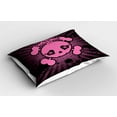 thumbnail image 2 of Ambesonne Pink Pillow Sham 2 Pack, Skull Grunge Pop Art, 36"x20", Pink Black, 2 of 3