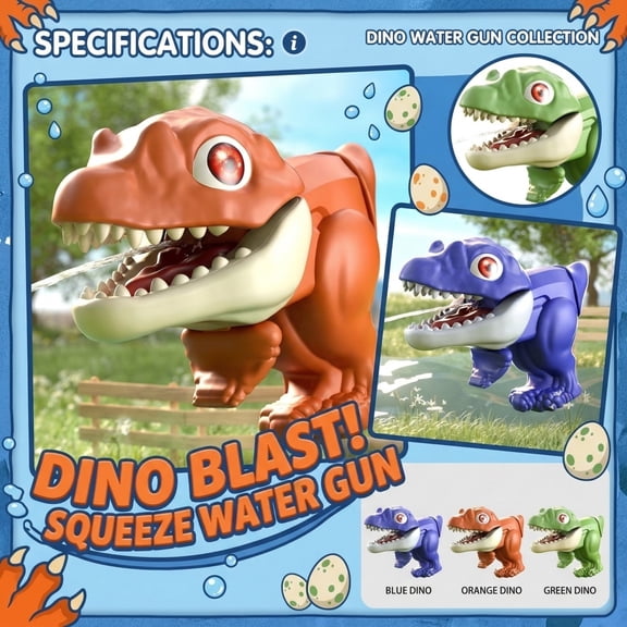 Dinosaur Water , Small Cartoon Squirt Toy Blaster for Summer Outdoor Fun, Pool Party Favor, Beach Games, and Backyard Water/Fights, 1Pcs Blue