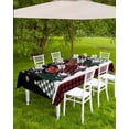 thumbnail image 4 of Fsddascl Christmas Tree Outdoor Tablecloth - 54x80 Inch Rectangle Dining Table Cover, Xmas Tree Snowflake Plaid Black Red Waterproof Outdoor Table Cloth with Umbrella Hole & Zipper for Picnic/Patio, 4 of 7