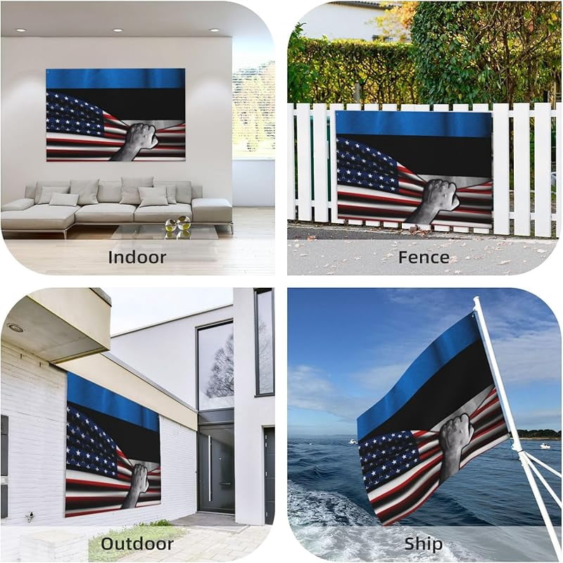 Usa American Flag And Estonia Estonians Flag Flag 4x6 Ft Double-Sided Printing Thickened Three-Ply Fabric Outdoor Flags Banner Decorations