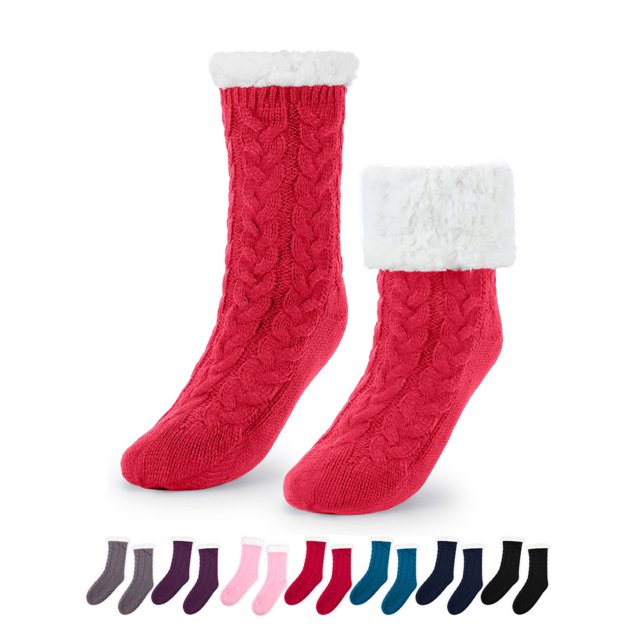 Gustave Women Slipper Socks with Grippers, Non Slip Winter Plush Warm