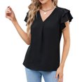 thumbnail image 6 of VDJ T Shirts for Women Short Sleeve Business Casual Tops Elegant Black Dressy Blouse in Summer 2024 Size S, 6 of 9