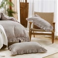 thumbnail image 6 of Tan Queen 90x90 Gingham Duvet Cover Bedding Set, 6 of 8