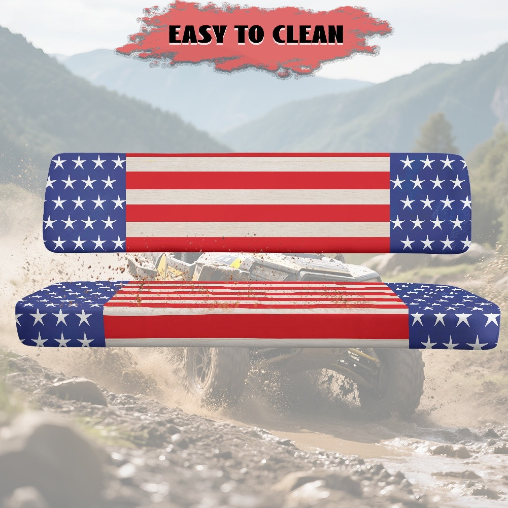 ZIATUBLES UTV Seat Covers 2 Pack, American Flag Print Waterproof Front Bench Seat Protectors Compatible with Kawasaki Mule 3000 4000, Fade Wear Resistant UTV Decor Accessory Part