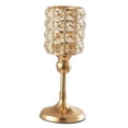 thumbnail image 3 of Portavelas dorado de cristal y metal para bodas, decoración de mesas y eventos, para velas de 6 cm Alto 26cm, 3 of 9